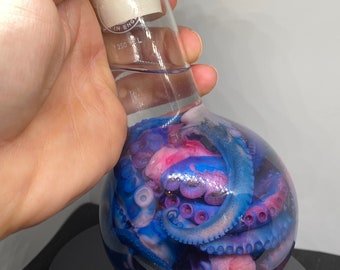 Medium 250ml authentic laboratory flask full of chunky octopus tentacles