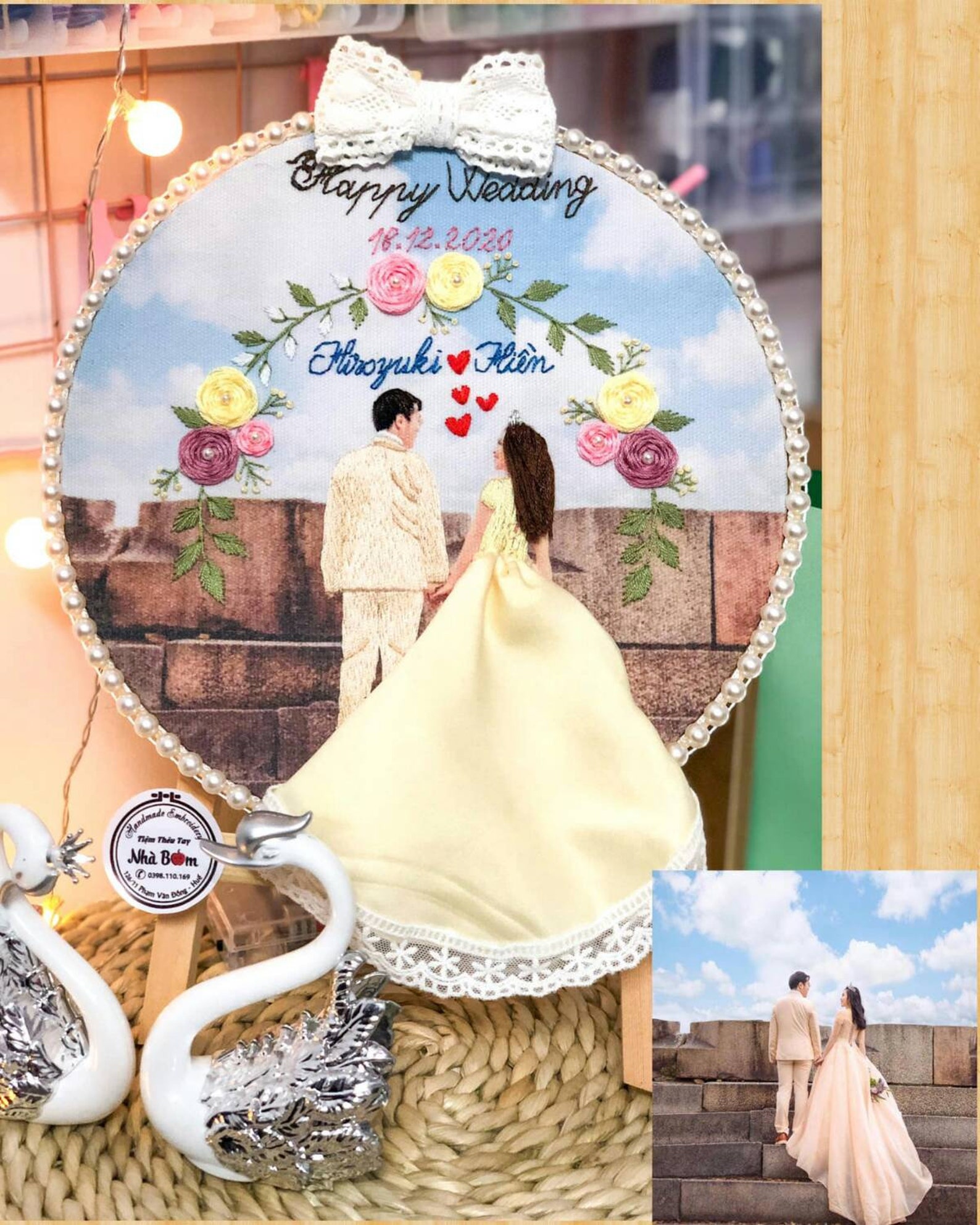 Custom Wedding Couple Embroidery Hoop Art For Table Etsy