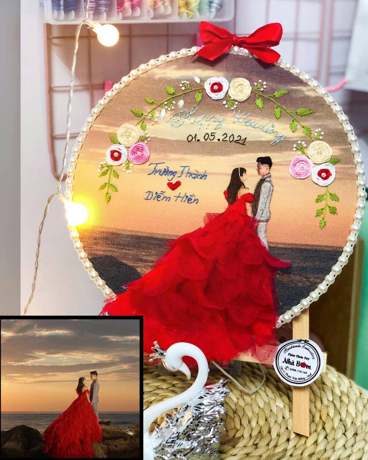 Custom Wedding Couple Embroidery Hoop Art For Table Etsy