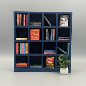 4x4 Mini Bookshelf - 1:12 Scale Dollhouse Furniture - Modern Miniature Book Display - Dollhouse Shelf