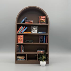 Arch Mini Bookshelf - 1:12 Scale Dollhouse Furniture - Modern Miniature Book Display - Dollhouse Shelf