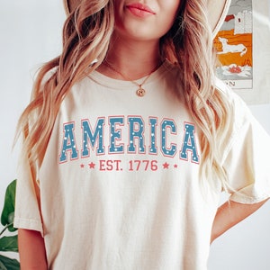 Comfort Colors® Retro USA Shirt, 4th of July Tee, Retro July Fourth Shirt, Womens 4th of July Shirt, America Patriotic Shirt, Independence