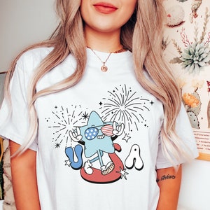 Comfort Colors® Retro USA Shirt, 4th of July Tee, Retro Funny Fourth Shirt, Womens 4th of July Shirt, America Patriotic Shirt, Independence
