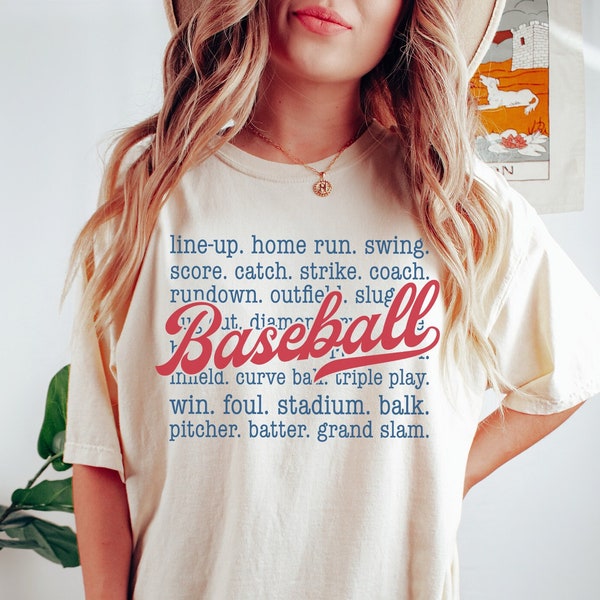 Comfort Colors® Baseball Shirt, Retro Baseball Shirt, Baseball Mama, Game Day Baseball Tee, Womens Baseball Shirts, Baseball Gift