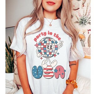 Comfort Colors® Retro USA Shirt, 4th of July Tee, Retro July Fourth Shirt, Womens 4th of July Shirt, America Patriotic Shirt, Independence