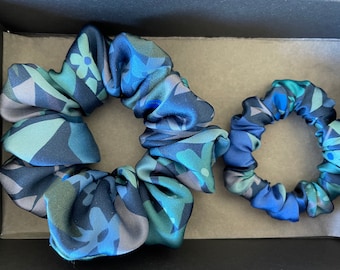 Women's Hair Scrunchie ,Liberty of London Belgravia pure silk Scrunchies handmade in UK wedding gift Holiday accessories