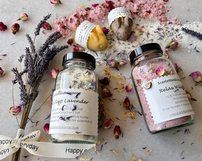 Bath Salts Gift Luxury Handmade Birthday Gift for Her, Thank you Gift, Relaxation Gift, Get Well Soon Gift, Vegan Gift, Organic & Natural