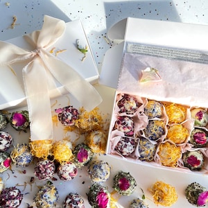 Beautiful Organic Botanical Bath Truffle Soap Melts with Gift Box