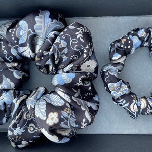 Women&#39;s Hair Scrunchie ,Liberty of London Belgravia pure silk Scrunchies handmade in UK wedding gift Holiday accessories