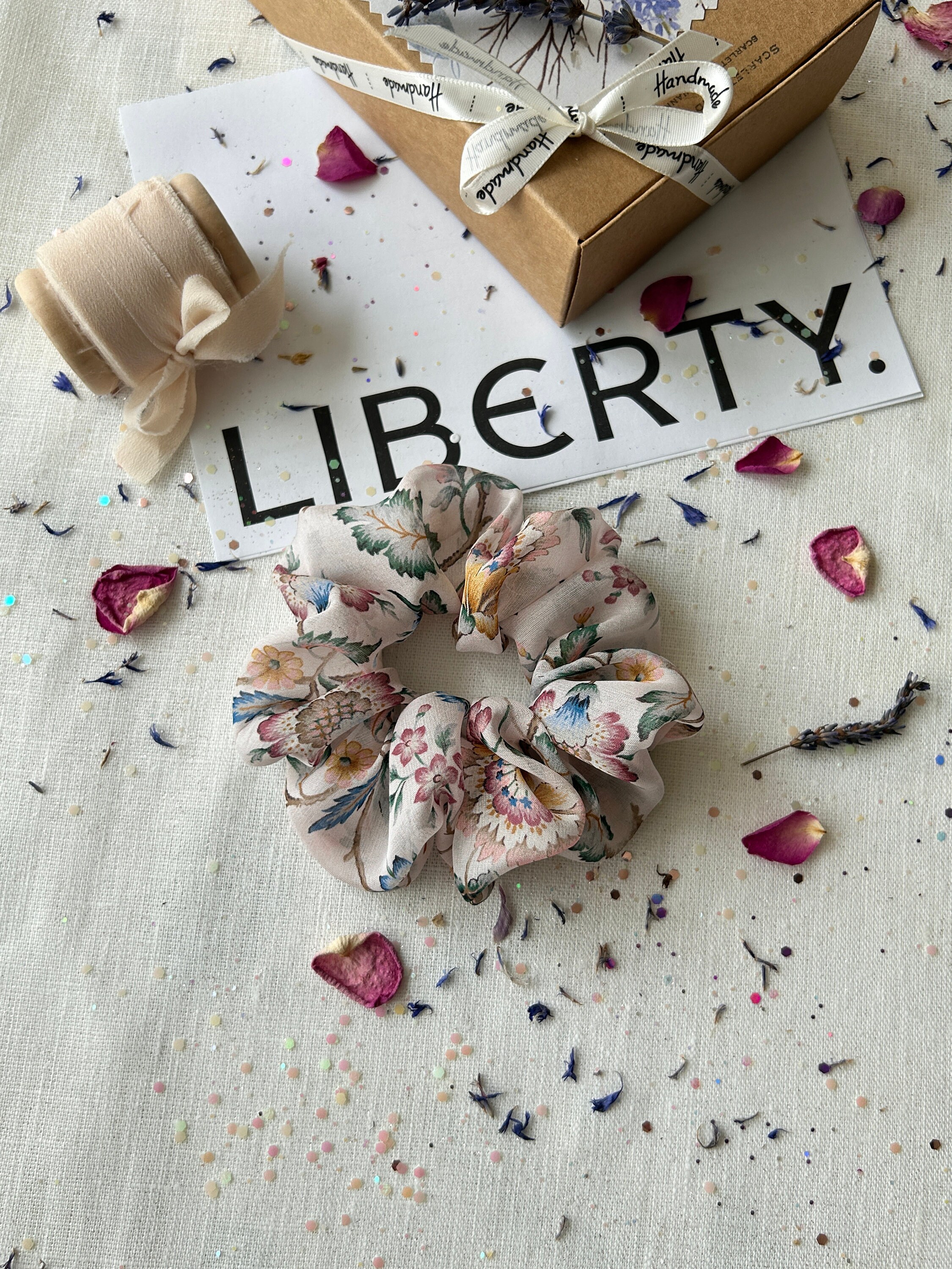 Liberty of London 100% pure silk chiffon scrunchies  with gift wrap