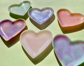 Heart tray | Resin Pastel Heart Trinket Tray | handmade tray