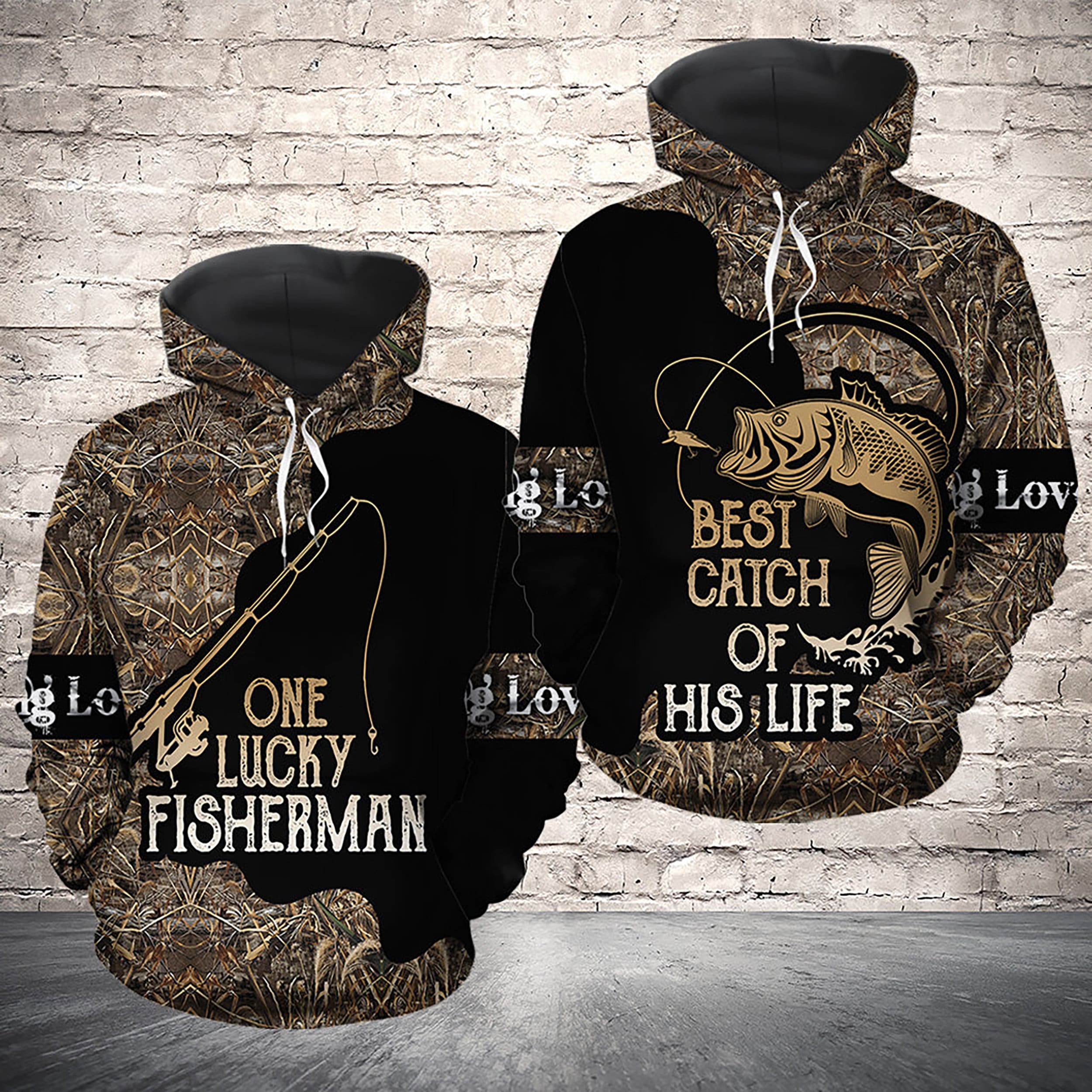 Discover Custom Personalize Fishing Lover Valentine Gift Couple 3D Hoodie