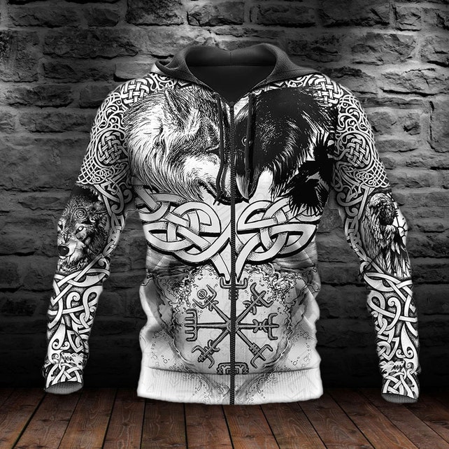 Custom Personalized Warrior Tattoo Viking 3D Pullover For Men Women T-Shirts Sweatshirt Pullover Hoodie and Zip Hoodie Fullsize S-5XL