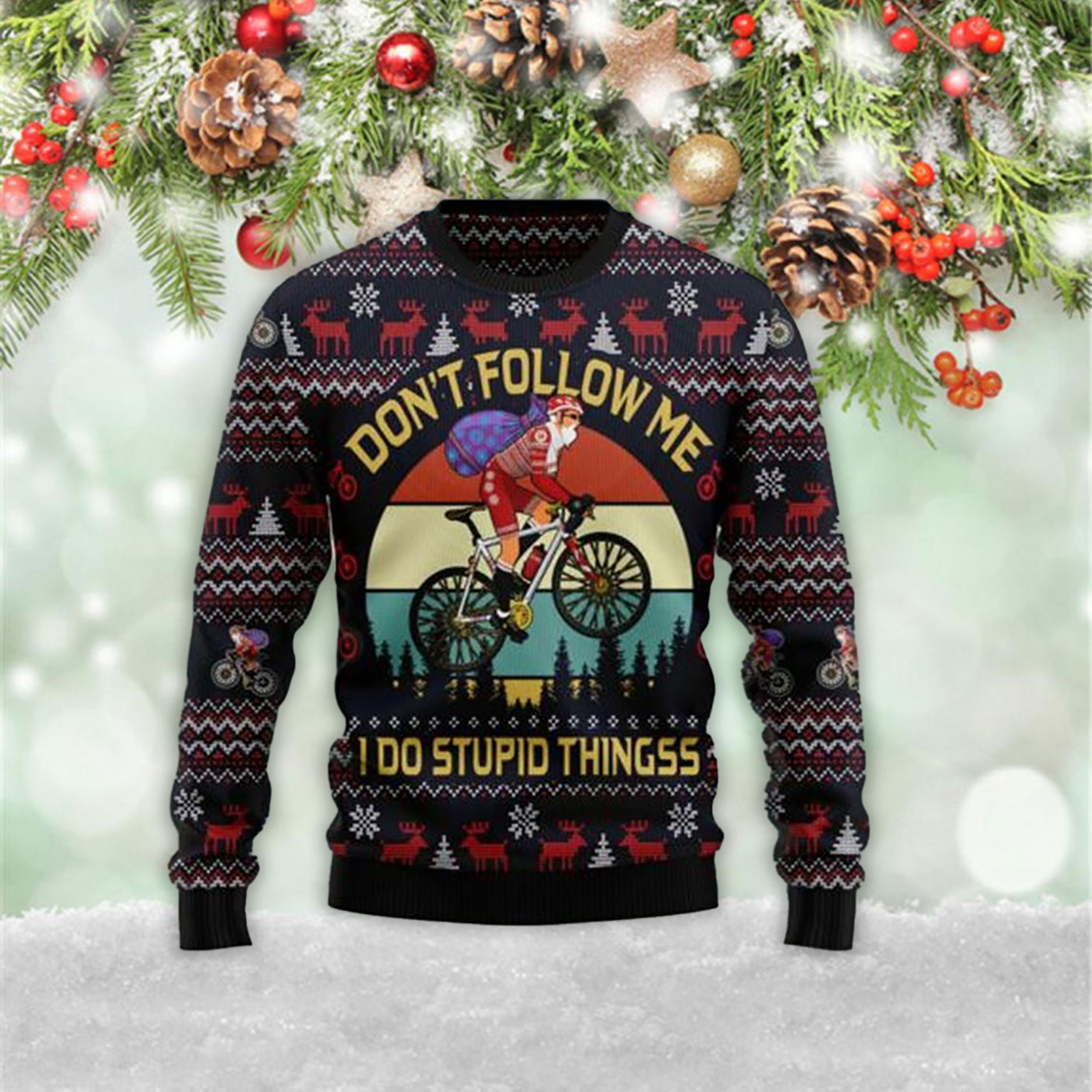 Discover Santa Claus On Mountain Bike 3D Christmas Sweater