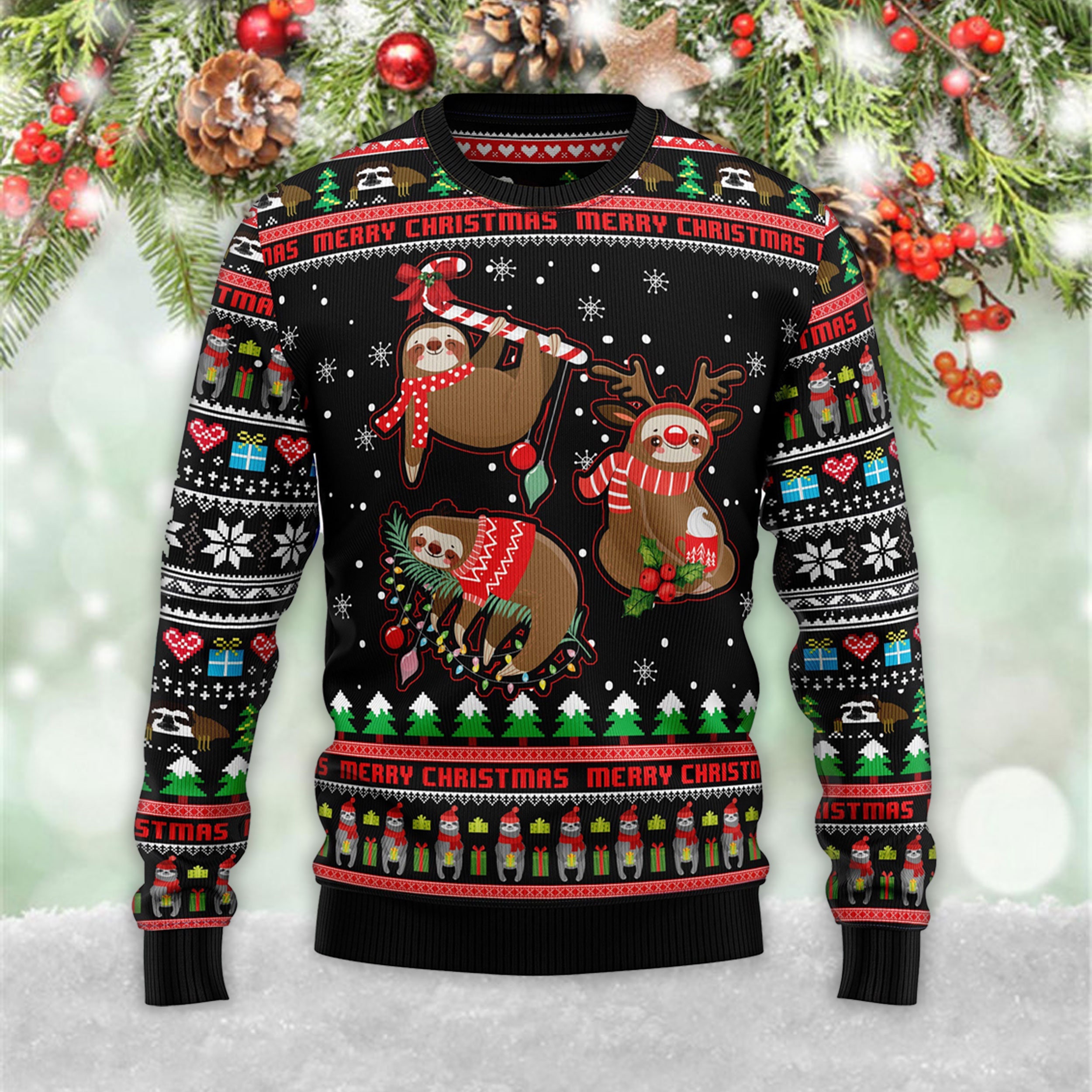Discover Sloth Xmas Ugly Christmas 3D Sweater