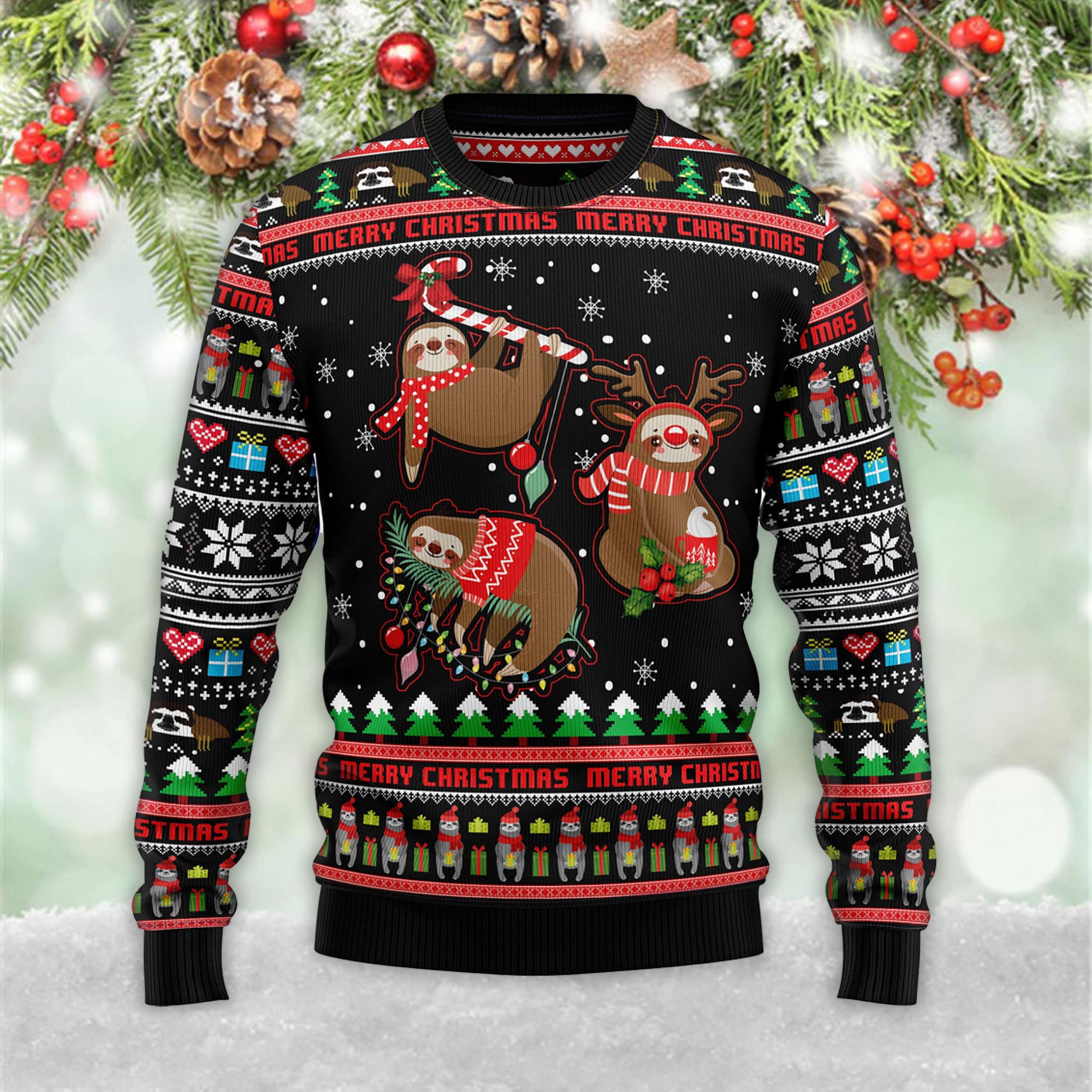 Discover Sloth Xmas Ugly Christmas 3D Sweater