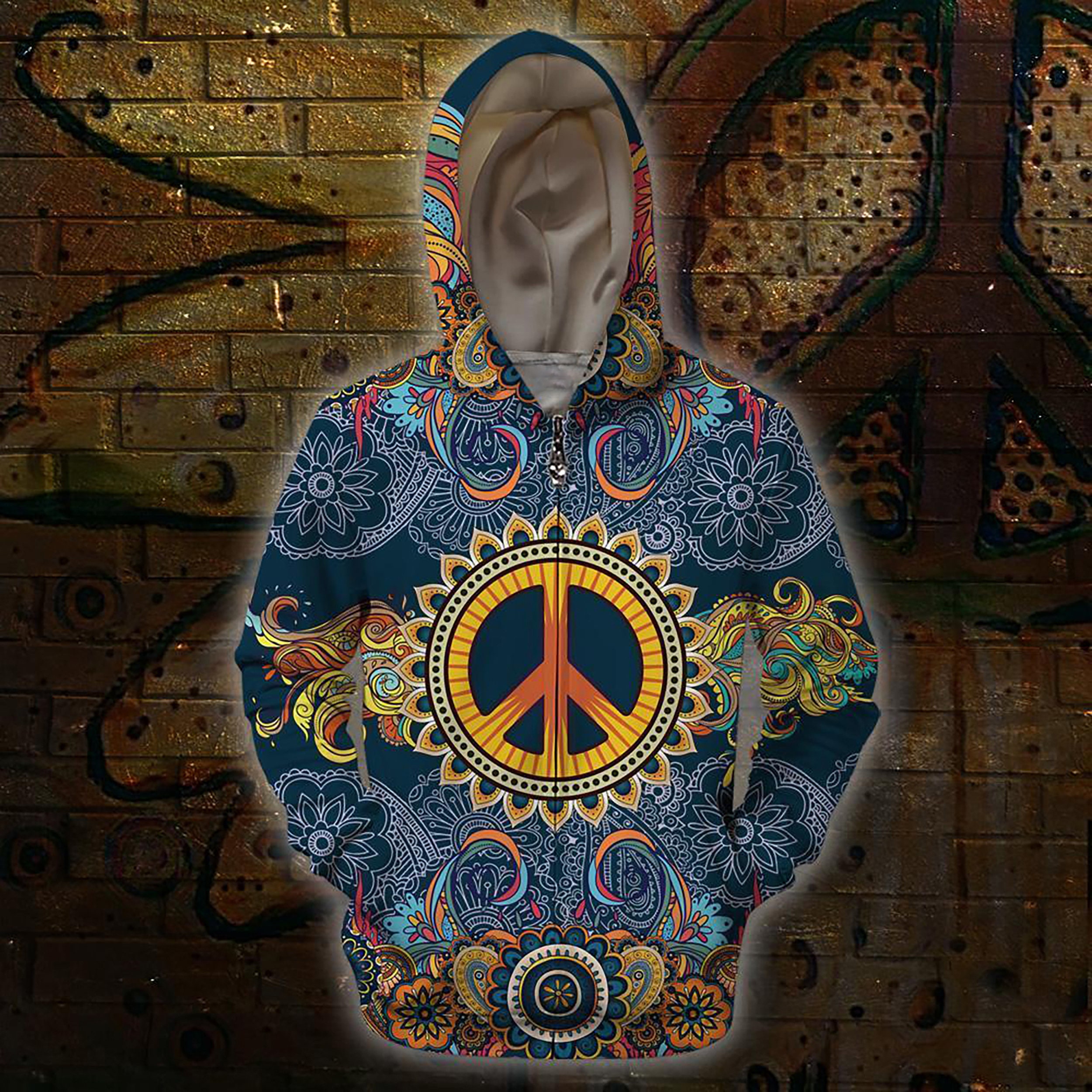 Discover 3D All Over Print Blue Hippie 3D Hoodie