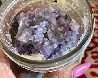 Lavender Exfoliating Scrub: Rice, Sugar, Coconut Oil Hand & Foot Care