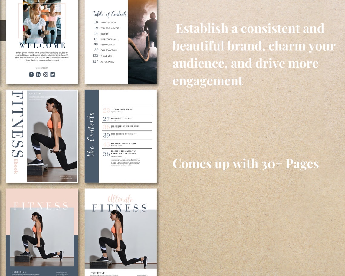 Ultimate Fitness Ebook Template For Canva With Lead And Etsy