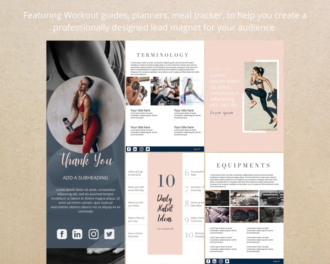 Ultimate Fitness Ebook Template For Canva With Lead And Etsy
