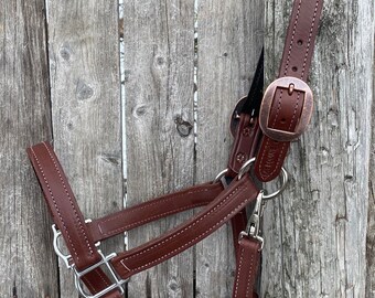 High Quality Leather Halter Handmade copper Buckle
