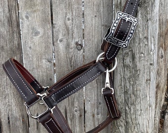 High Quality Leather Halter Handmade Nickel Buckle