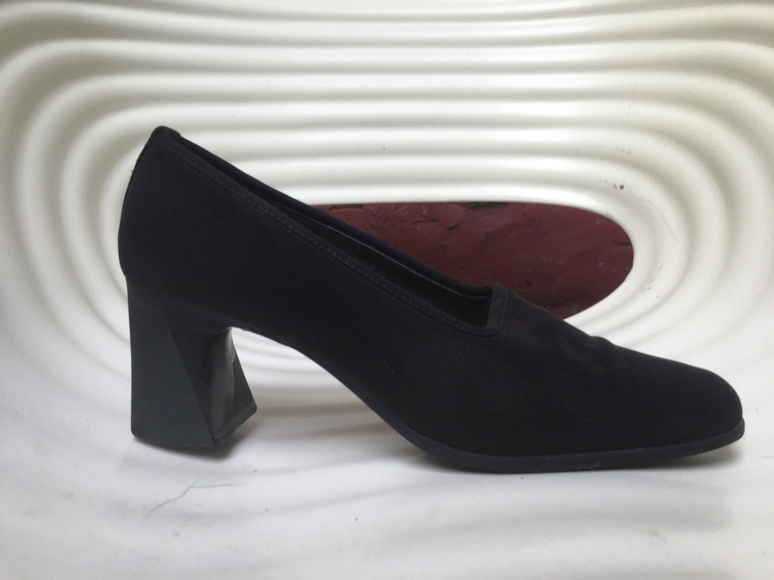 black square toe block heels