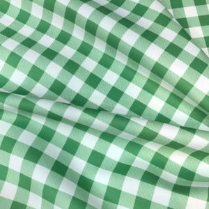 Green Gingham Upholstery Fabric: 56&quot; Wide, Stain Resistant