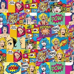 Pop Art Pattern Fabric: Colorful Upholstery, Cushion Cover, Drapery (56 inch)