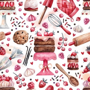 Cake and Pie /White background/Digital Printed/Sofa/Chair/Cushion/Pillow/Tablecloth/Runner/Home décor/ Drapery Fabric, By The Yard/56*