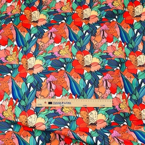 5.4 Yards/Orange/Floral /Modern Drawing/UPHOLSTERY/Chair/Cushion/Pillow/Tablecloth/Runner/Home décor/Drapery Fabric, By The Yard/56 inch