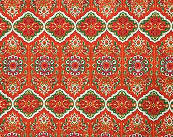 Orange Anatolian Rug Motif Fabric: Upholstery & Drapery (56 inch)