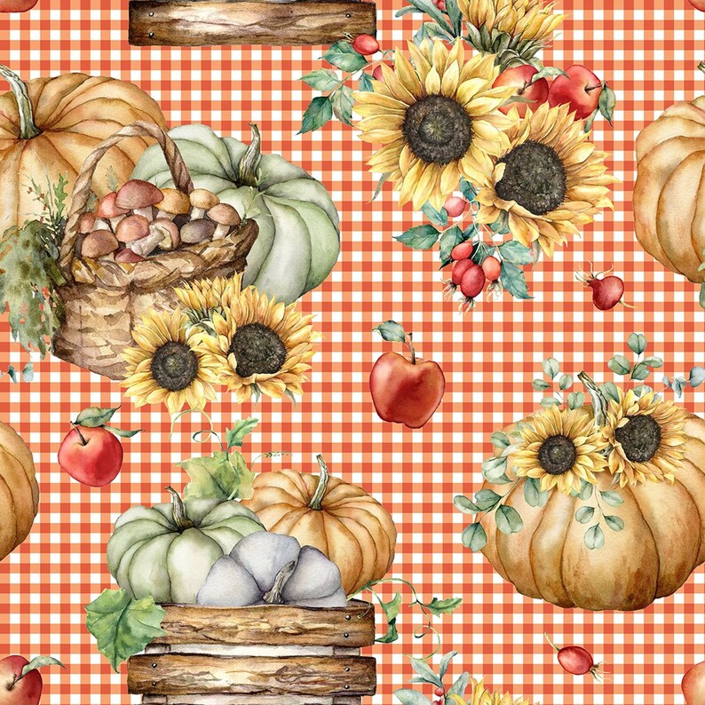 Pumpkin/orange Gingham Background/digital Etsy