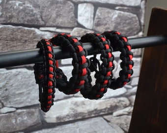 Thin Red Line Paracord Braclet, Fire Service Support