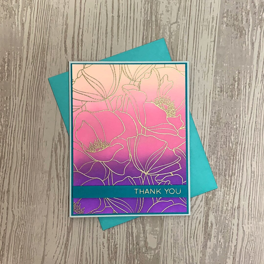 Handmade Embossed Floral Thank You Cards, Ombre Set - Etsy