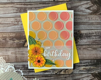 Handmade Floral Happy Birthday Card Set, Embossed Vellum