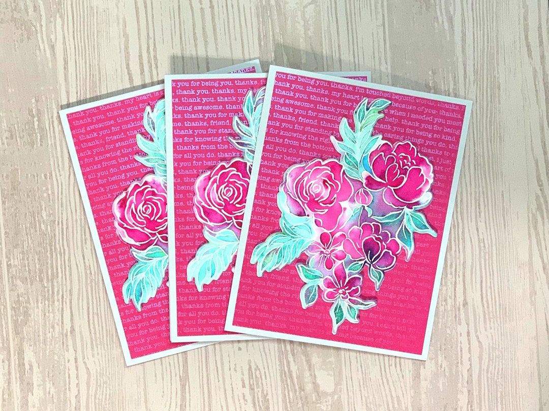 Handmade Floral Watercolor Thank You Cards Set - Etsy