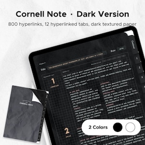 Digital planerare | Cornell anteckningsbok | Anteckningsbok med 800 hyperlänksidor | Förbeskuret planeringsetikett | Hyperlänksidor | Pappersliknande textur | För iPad