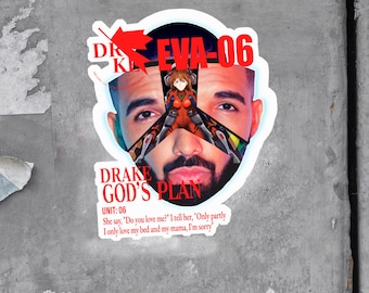 Evangelion x Drake 6 God Anime Sticker