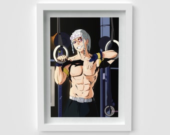 Demon Slayer Tengen Sexy Pin-Up Shirtless Pose | Print