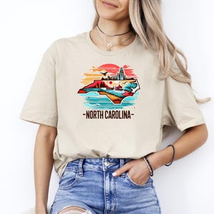 North Carolina Map T-Shirt, State Pride Vacation Tee image 2