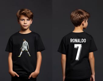 Youth Ronaldo Soccer Fan T-Shirt, Football Player 7 Jersey Inspired Tee