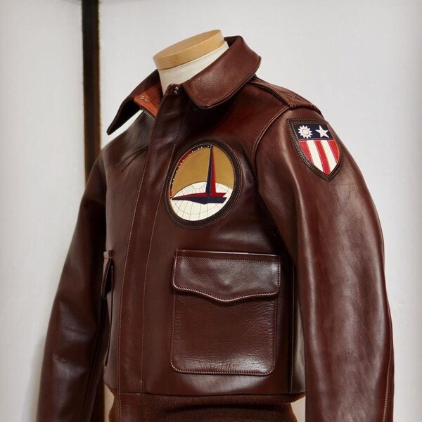 The A2 Flight Jacket-Full Grain Cowhide Leather Bomber Jacket, 40’s Slim Fit Flying Jacket For Men, Retro Leather Jacket, Brown colour