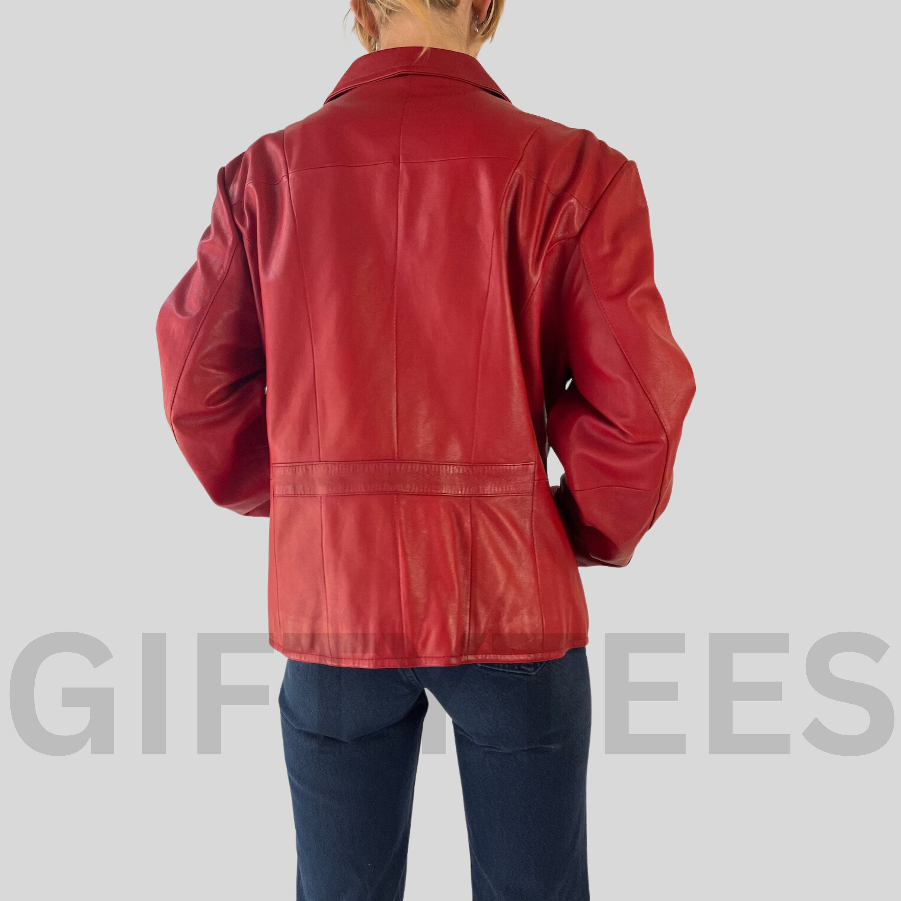 ジャケット・アウター   Red Label Leather Jacket 90's Boutique Leather Jacket, Red Leather Jacket, Oversized Jacket