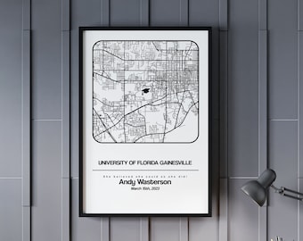 Custom Graduation Gifts for Him, College University Campus Map Poster, Personalized 2024 Graduation Gift for Friends
