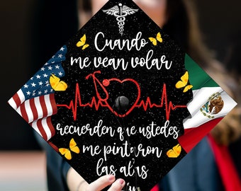 Personalized Mexican Nursing Graduation Cap, Custom Latin Nursing Grad Cap Topper To Honor Your Hard Work, Class Of 2024