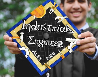 Personalized Engineer Graduation Cap, Industrial Engineer Cap Decorations To Honor Your Hard Work, Class of 2024
