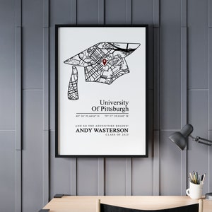 Custom College University Campus Map Print, Personalized 2024 Graduation Gifts for Him, Gift for Friends, Unique Grad Gift Idea 2024 image 5