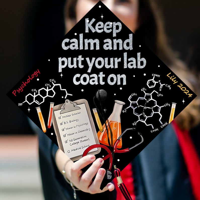 Personalized Biology Science Graduation Cap, Custom Biology Major Graduates Cap Decoration To Honor Your Hard Work, Class of 2024