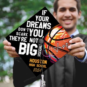 Custom Basketball Senior Graduation Cap, High School Basketball Grad Cap Topper, Basketball Lover Gift, Class of 2024